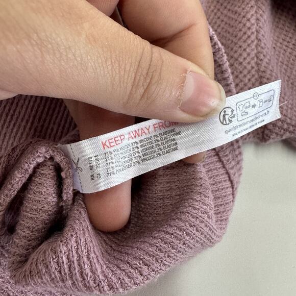 Out From Under Pullover Womens Small Purple Waffle Knit Collared Long Sleeve Top - Picture 6 of 8